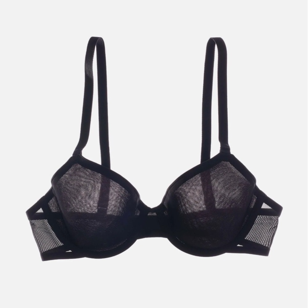 CUUP Demi Bra Spacer Mesh Black Underwire Lightweight Support Comfort 36DDD NWOT